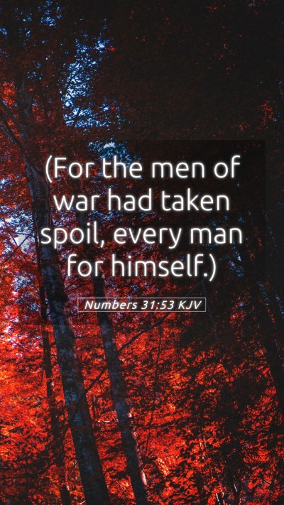 Picture 05 - Numbers 31:53 KJV Mobile Phone Wallpaper - (For the men of war had taken spoil, every man - Mobile Bible Verse Wallpaper