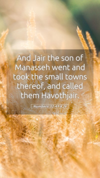 Picture 05 - Numbers 32:41 KJV Mobile Phone Wallpaper - And Jair the son of Manasseh went and took the - Mobile Bible Verse Wallpaper