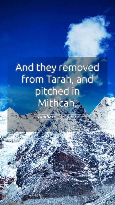 Picture 05 - Numbers 33:28 KJV Mobile Phone Wallpaper - And they removed from Tarah, and pitched in - Mobile Bible Verse Wallpaper