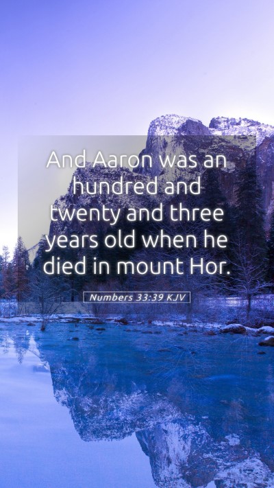 Picture 05 - Numbers 33:39 KJV Mobile Phone Wallpaper - And Aaron was an hundred and twenty and three - Mobile Bible Verse Wallpaper