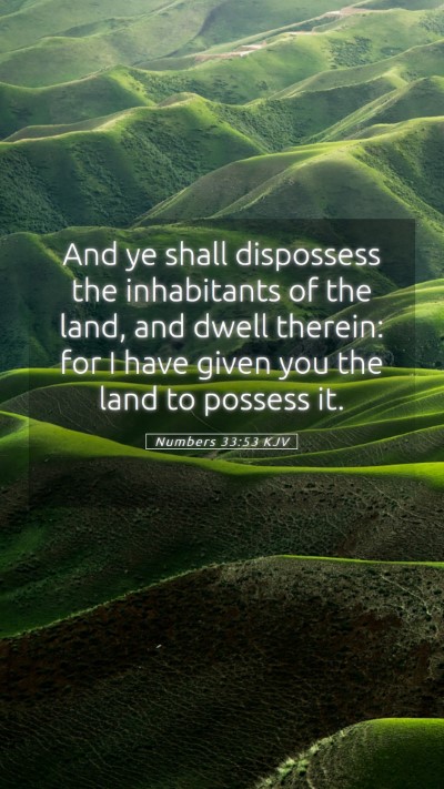 Picture 05 - Numbers 33:53 KJV Mobile Phone Wallpaper - And ye shall dispossess the inhabitants of the - Mobile Bible Verse Wallpaper