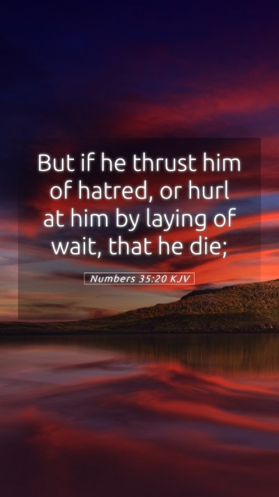 Picture 05 - Numbers 35:20 KJV Mobile Phone Wallpaper - But if he thrust him of hatred, or hurl at him by - Mobile Bible Verse Wallpaper