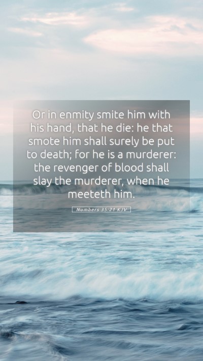 Picture 05 - Numbers 35:21 KJV Mobile Phone Wallpaper - Or in enmity smite him with his hand, that he - Mobile Bible Verse Wallpaper