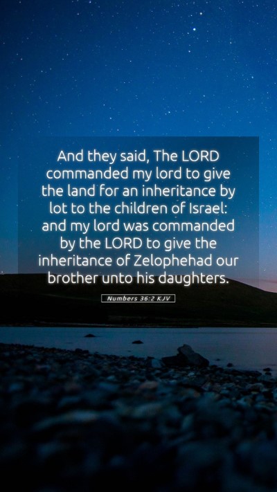 Picture 05 - Numbers 36:2 KJV Mobile Phone Wallpaper - And they said, The LORD commanded my lord to give - Mobile Bible Verse Wallpaper