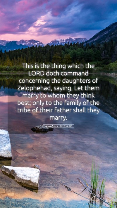 Picture 05 - Numbers 36:6 KJV Mobile Phone Wallpaper - This is the thing which the LORD doth command - Mobile Bible Verse Wallpaper