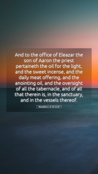 Picture 05 - Numbers 4:16 KJV Mobile Phone Wallpaper - And to the office of Eleazar the son of Aaron the - Mobile Bible Verse Wallpaper