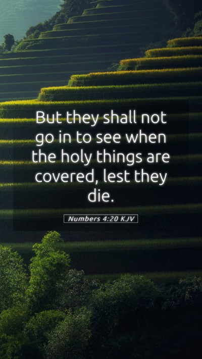 Picture 05 - Numbers 4:20 KJV Mobile Phone Wallpaper - But they shall not go in to see when the holy - Mobile Bible Verse Wallpaper