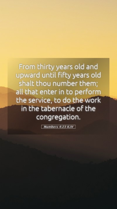 Picture 05 - Numbers 4:23 KJV Mobile Phone Wallpaper - From thirty years old and upward until fifty - Mobile Bible Verse Wallpaper
