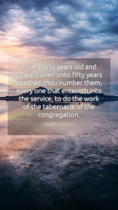 Picture 05 - Numbers 4:30 KJV Mobile Phone Wallpaper - From thirty years old and upward even unto fifty - Mobile Bible Verse Wallpaper