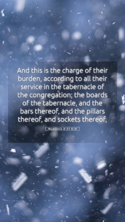 Picture 05 - Numbers 4:31 KJV Mobile Phone Wallpaper - And this is the charge of their burden, according - Mobile Bible Verse Wallpaper
