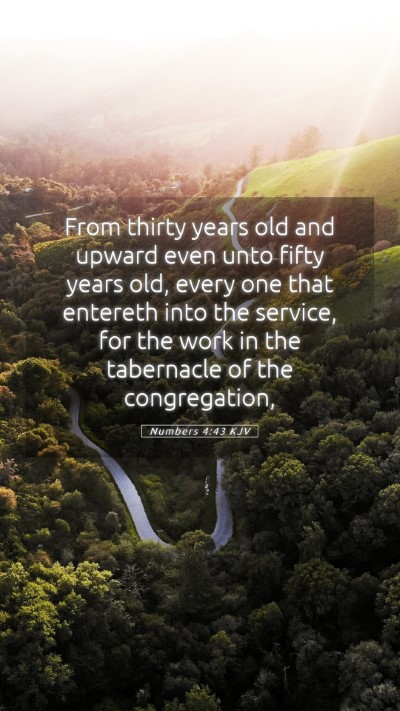 Picture 05 - Numbers 4:43 KJV Mobile Phone Wallpaper - From thirty years old and upward even unto fifty - Mobile Bible Verse Wallpaper