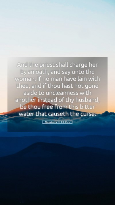 Picture 05 - Numbers 5:19 KJV Mobile Phone Wallpaper - And the priest shall charge her by an oath, and - Mobile Bible Verse Wallpaper