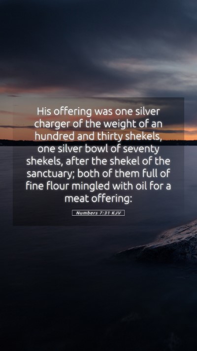 Picture 05 - Numbers 7:31 KJV Mobile Phone Wallpaper - His offering was one silver charger of the weight - Mobile Bible Verse Wallpaper