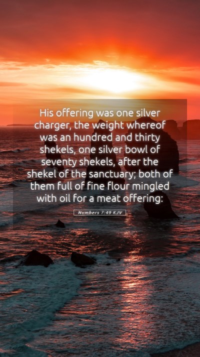 Picture 05 - Numbers 7:49 KJV Mobile Phone Wallpaper - His offering was one silver charger, the weight - Mobile Bible Verse Wallpaper
