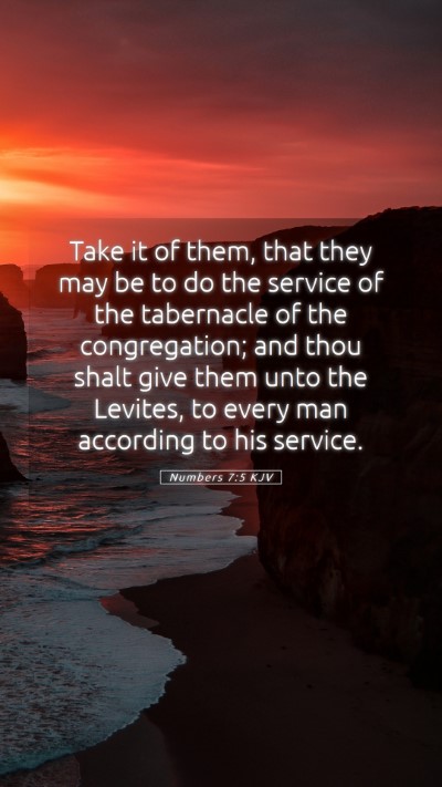 Picture 05 - Numbers 7:5 KJV Mobile Phone Wallpaper - Take it of them, that they may be to do the - Mobile Bible Verse Wallpaper