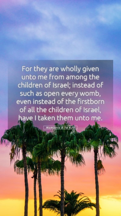 Picture 05 - Numbers 8:16 KJV Mobile Phone Wallpaper - For they are wholly given unto me from among the - Mobile Bible Verse Wallpaper