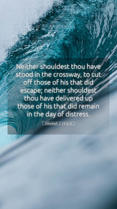 Picture 05 - Obadiah 1:14 KJV Mobile Phone Wallpaper - Neither shouldest thou have stood in the - Mobile Bible Verse Wallpaper
