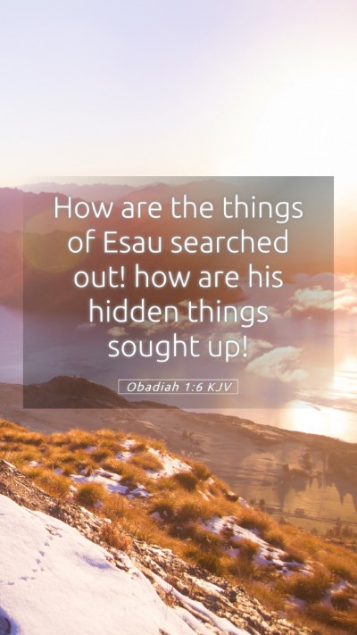 Picture 05 - Obadiah 1:6 KJV Mobile Phone Wallpaper - How are the things of Esau searched out! how are - Mobile Bible Verse Wallpaper