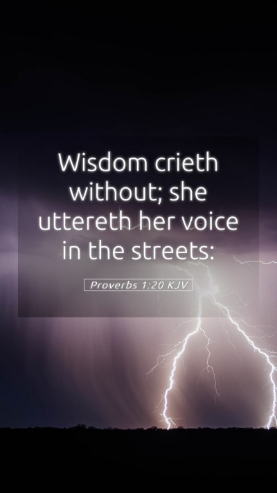 Picture 05 - Proverbs 1:20 KJV Mobile Phone Wallpaper - Wisdom crieth without; she uttereth her voice in - Mobile Bible Verse Wallpaper
