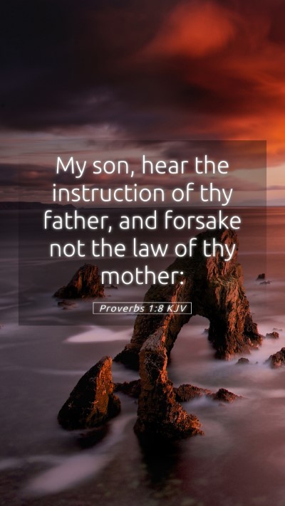 Picture 05 - Proverbs 1:8 KJV Mobile Phone Wallpaper - My son, hear the instruction of thy father, and - Mobile Bible Verse Wallpaper