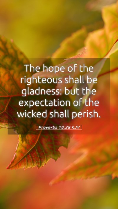 Picture 05 - Proverbs 10:28 KJV Mobile Phone Wallpaper - The hope of the righteous shall be gladness: but - Mobile Bible Verse Wallpaper
