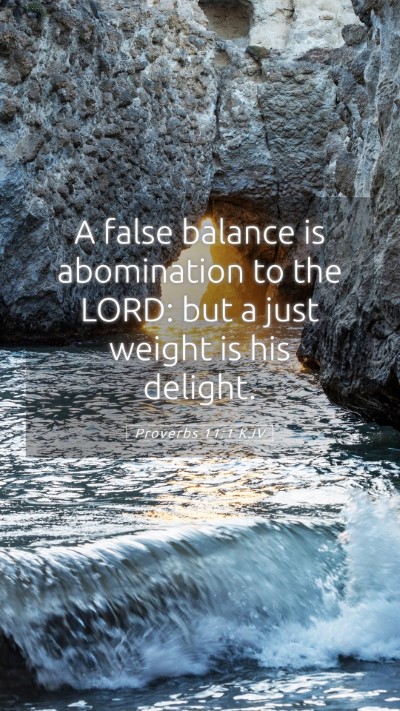 Picture 05 - Proverbs 11:1 KJV Mobile Phone Wallpaper - A false balance is abomination to the LORD: but a - Mobile Bible Verse Wallpaper