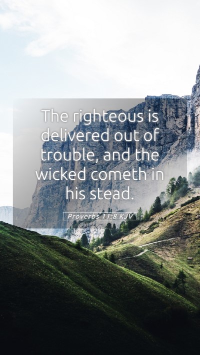 Picture 05 - Proverbs 11:8 KJV Mobile Phone Wallpaper - The righteous is delivered out of trouble, and - Mobile Bible Verse Wallpaper