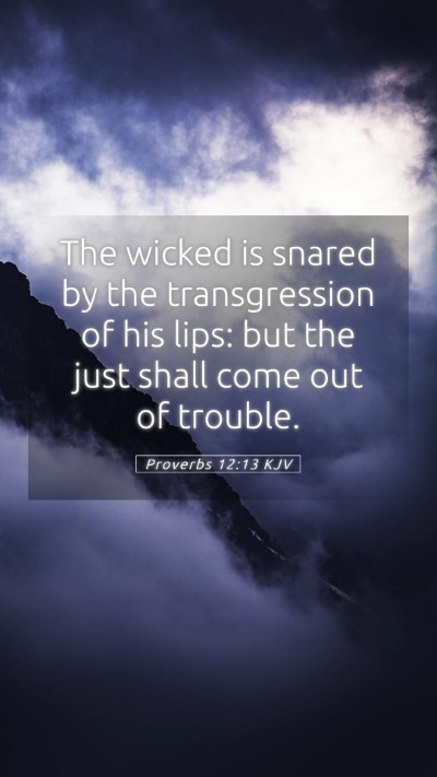 Picture 05 - Proverbs 12:13 KJV Mobile Phone Wallpaper - The wicked is snared by the transgression of his - Mobile Bible Verse Wallpaper