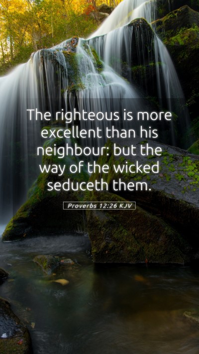 Picture 05 - Proverbs 12:26 KJV Mobile Phone Wallpaper - The righteous is more excellent than his - Mobile Bible Verse Wallpaper