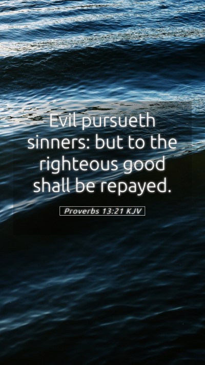 Picture 05 - Proverbs 13:21 KJV Mobile Phone Wallpaper - Evil pursueth sinners: but to the righteous good - Mobile Bible Verse Wallpaper