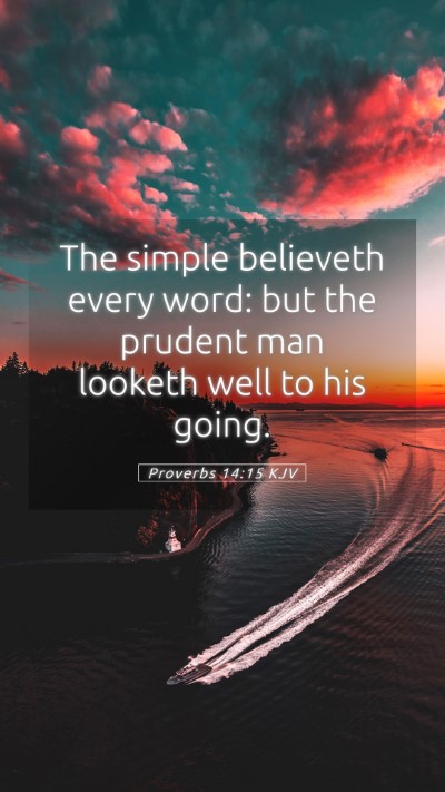 Picture 05 - Proverbs 14:15 KJV Mobile Phone Wallpaper - The simple believeth every word: but the prudent - Mobile Bible Verse Wallpaper
