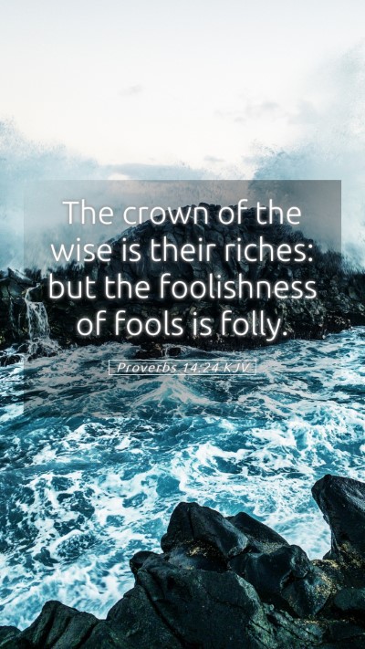 Picture 05 - Proverbs 14:24 KJV Mobile Phone Wallpaper - The crown of the wise is their riches: but the - Mobile Bible Verse Wallpaper