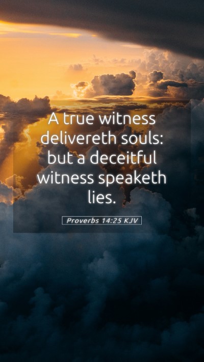 Picture 05 - Proverbs 14:25 KJV Mobile Phone Wallpaper - A true witness delivereth souls: but a deceitful - Mobile Bible Verse Wallpaper