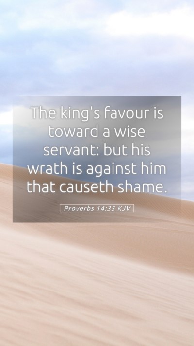 Picture 05 - Proverbs 14:35 KJV Mobile Phone Wallpaper - The king's favour is toward a wise servant: but - Mobile Bible Verse Wallpaper