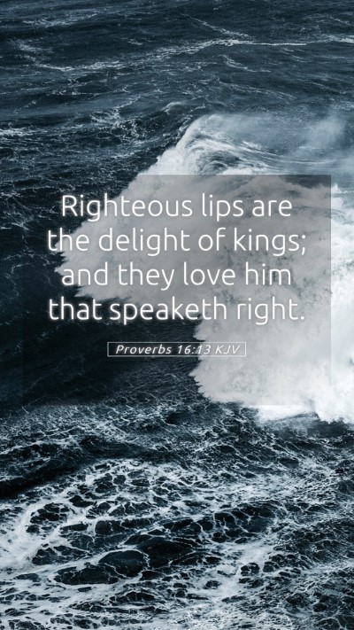 Picture 05 - Proverbs 16:13 KJV Mobile Phone Wallpaper - Righteous lips are the delight of kings; and they - Mobile Bible Verse Wallpaper