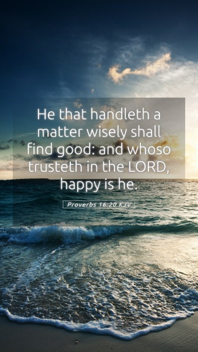Picture 05 - Proverbs 16:20 KJV Mobile Phone Wallpaper - He that handleth a matter wisely shall find good: - Mobile Bible Verse Wallpaper