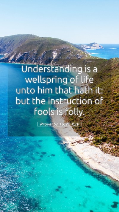 Picture 05 - Proverbs 16:22 KJV Mobile Phone Wallpaper - Understanding is a wellspring of life unto him - Mobile Bible Verse Wallpaper