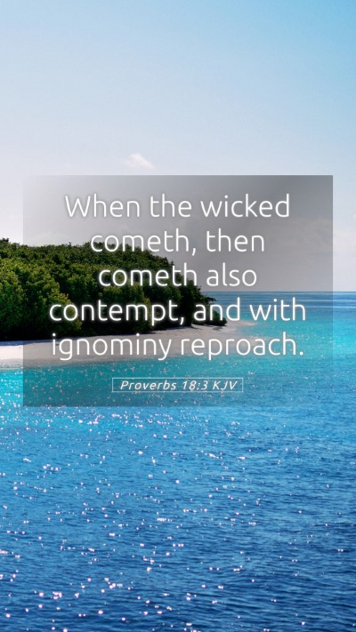 Picture 05 - Proverbs 18:3 KJV Mobile Phone Wallpaper - When the wicked cometh, then cometh also - Mobile Bible Verse Wallpaper