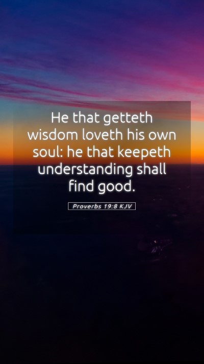 Picture 05 - Proverbs 19:8 KJV Mobile Phone Wallpaper - He that getteth wisdom loveth his own soul: he - Mobile Bible Verse Wallpaper