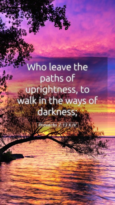 Picture 05 - Proverbs 2:13 KJV Mobile Phone Wallpaper - Who leave the paths of uprightness, to walk in - Mobile Bible Verse Wallpaper