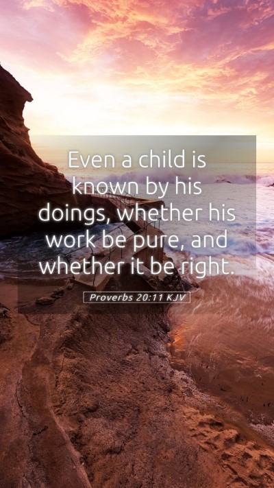 Picture 05 - Proverbs 20:11 KJV Mobile Phone Wallpaper - Even a child is known by his doings, whether his - Mobile Bible Verse Wallpaper