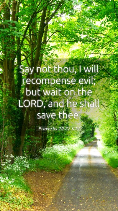 Picture 05 - Proverbs 20:22 KJV Mobile Phone Wallpaper - Say not thou, I will recompense evil; but wait on - Mobile Bible Verse Wallpaper