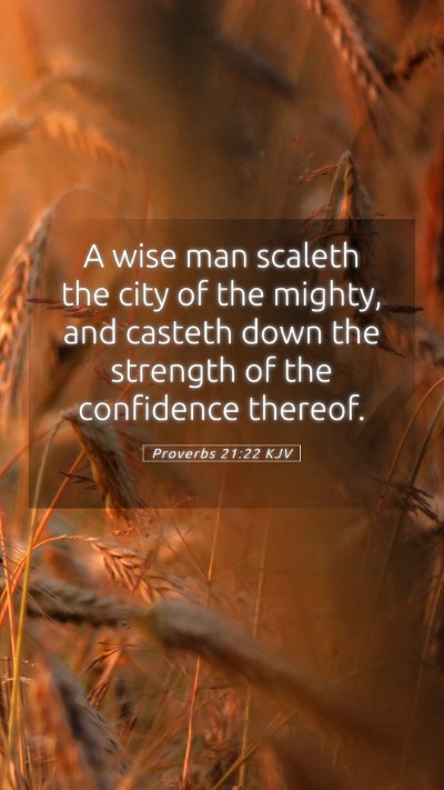 Picture 05 - Proverbs 21:22 KJV Mobile Phone Wallpaper - A wise man scaleth the city of the mighty, and - Mobile Bible Verse Wallpaper