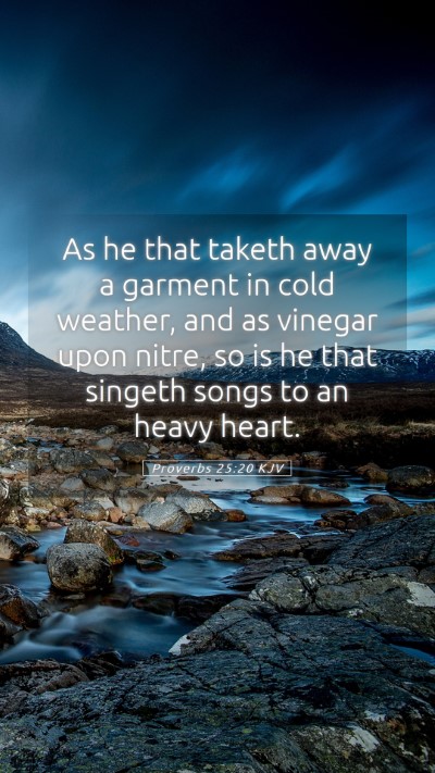 Picture 05 - Proverbs 25:20 KJV Mobile Phone Wallpaper - As he that taketh away a garment in cold weather, - Mobile Bible Verse Wallpaper