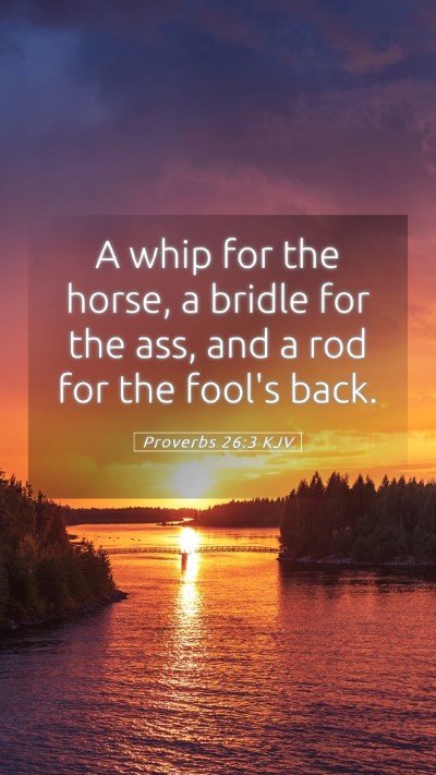 Picture 05 - Proverbs 26:3 KJV Mobile Phone Wallpaper - A whip for the horse, a bridle for the ass, and a - Mobile Bible Verse Wallpaper
