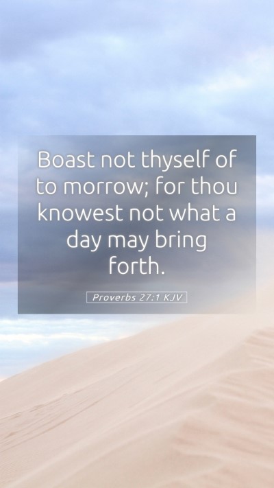 Picture 05 - Proverbs 27:1 KJV Mobile Phone Wallpaper - Boast not thyself of to morrow; for thou knowest - Mobile Bible Verse Wallpaper