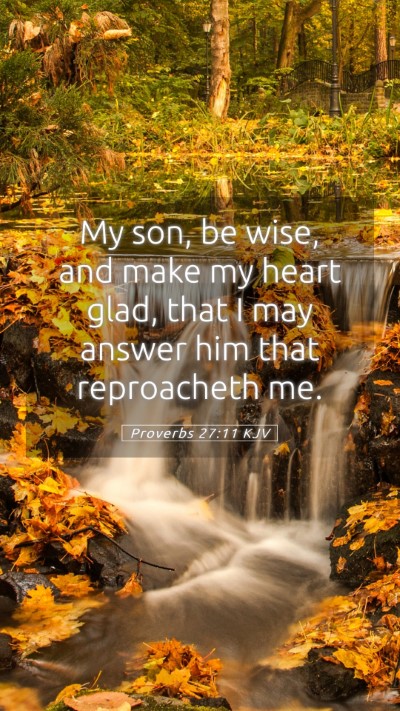 Picture 05 - Proverbs 27:11 KJV Mobile Phone Wallpaper - My son, be wise, and make my heart glad, that I - Mobile Bible Verse Wallpaper