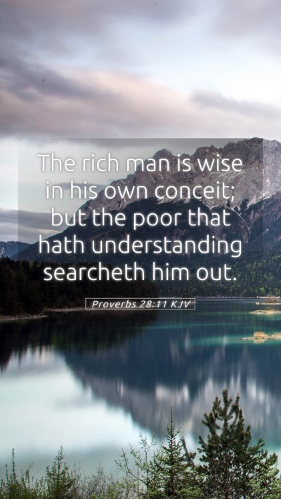 Picture 05 - Proverbs 28:11 KJV Mobile Phone Wallpaper - The rich man is wise in his own conceit; but the - Mobile Bible Verse Wallpaper