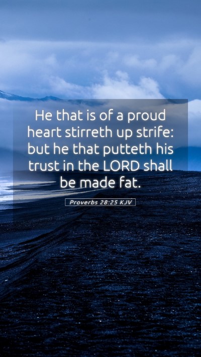 Picture 05 - Proverbs 28:25 KJV Mobile Phone Wallpaper - He that is of a proud heart stirreth up strife: - Mobile Bible Verse Wallpaper