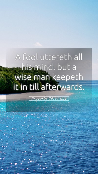 Picture 05 - Proverbs 29:11 KJV Mobile Phone Wallpaper - A fool uttereth all his mind: but a wise man - Mobile Bible Verse Wallpaper